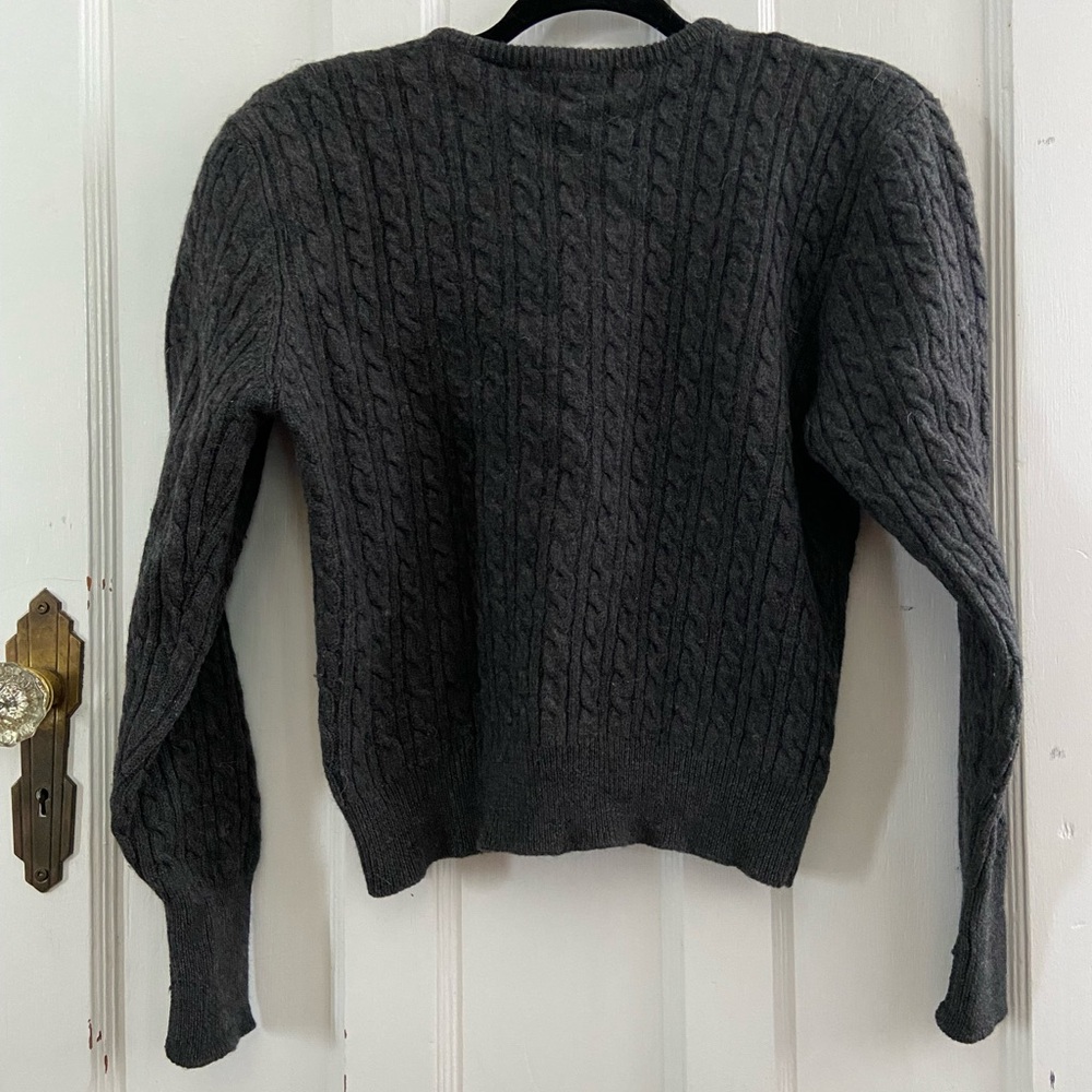 Vintage 1980s Ports Grey Cable Knit Wool Sweater Size Medium Made in Hong Kong - Picture 4 of 4